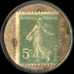 Timbre-monnaie Cordonnerie du Chat Noir - 5 centimes vert sur fond dor� - revers