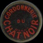 Timbre-monnaie Cordonnerie du Chat Noir - 10 centimes rouge sur fond bleu-nuit vergé - avers