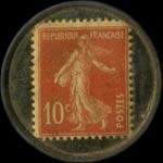Timbre-monnaie Cordonnerie du Chat Noir - 10 centimes rouge sur fond bleu-nuit verg� - revers