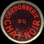 Timbre-monnaie Cordonnerie du Chat Noir - 10 centimes rouge sur fond bleu-roi vergé - avers