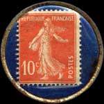 Timbre-monnaie Cordonnerie du Chat Noir - 10 centimes rouge sur fond bleu-roi vergé - revers
