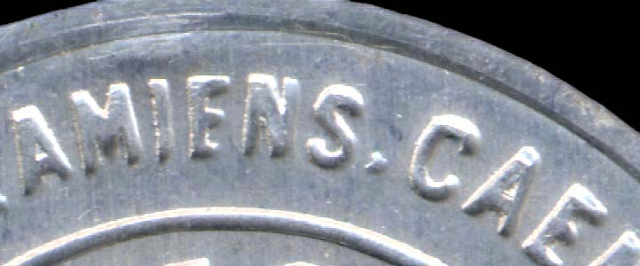Avec point après Amiens sur timbre-monnaie Crédit Français -  gros plan