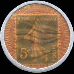 Timbre-monnaie Crédit Français - capital 50 millions - type 1 - 5 centimes vert sur fond doré - revers