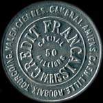 Timbre-monnaie Crédit Français - capital 50 millions - type 1 avec point après Amiens - 25 centimes bleu sur fond jaune - avers