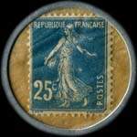 Timbre-monnaie Crédit Français - capital 50 millions - type 1 avec point après Amiens - 25 centimes bleu sur fond jaune - revers