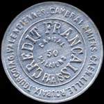 Timbre-monnaie Crédit Français - capital 50 millions - type 2 avec point après Amiens - 25 centimes bleu sur fond blanc - avers