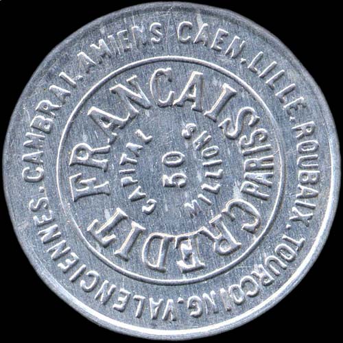 Sans point après Amiens sur timbre-monnaie Crédit Français -  plan large