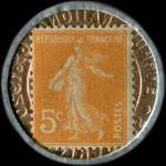 Timbre-monnaie Crédit Lyonnais type 2a - 5 centimes orange sur fond doré - revers