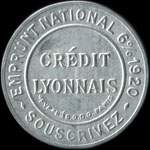 Timbre-monnaie Crédit Lyonnais type 3a - 5 centimes vert sur fond vert - avers