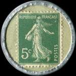 Timbre-monnaie Crédit Lyonnais type 3a - 5 centimes vert sur fond vert - revers
