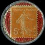 Timbre-monnaie Crédit Lyonnais type 5 - 5 centimes orange sur fond rouge - revers