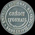 Timbre-monnaie Crédit Lyonnais type 8a - 5 centimes orange sur fond rouge - avers