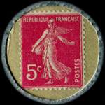 Timbre-monnaie Crédit Lyonnais type 1a - 5 centimes rose sur fond vert - revers