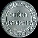 Timbre-monnaie Crédit Lyonnais type 1a - 10 centimes bleu sur fond vert - avers