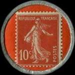 Timbre-monnaie Crédit Lyonnais type 1a - 10 centimes rouge sur fond rouge - revers
