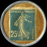 Timbre-monnaie Crédit Lyonnais type 2 - 25 centimes bleu sur fond doré - revers