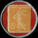 Timbre-monnaie Crédit Lyonnais type 3 - 5 centimes orange sur fond rouge pointillé - revers