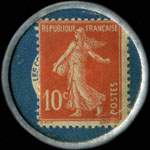 Timbre-monnaie Crédit Lyonnais type 4b - 10 centimes rouge sur fond bleu avec cercle rouge - revers