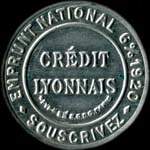 Timbre-monnaie Crédit Lyonnais type 7a - 10 centimes rouge sur fond bleu - avers