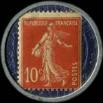 Timbre-monnaie Crédit Lyonnais type 7a - 10 centimes rouge sur fond bleu - revers