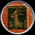 Timbre-monnaie Crédit Lyonnais type 1 - 5 centimes vert sur fond orange - revers