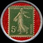 Timbre-monnaie Crédit Lyonnais type 2 - 5 centimes vert sur fond rouge - revers