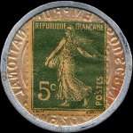 Timbre-monnaie Crédit Lyonnais type 2a avec accent à 75° - 5 centimes vert sur fond jaune - revers