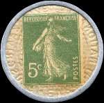 Timbre-monnaie Crédit Lyonnais type 2a - 5 centimes vert sur fond jaune - revers