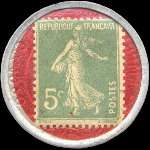 Timbre-monnaie Crédit Lyonnais type 2a - 5 centimes vert sur fond rouge - revers