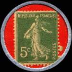Timbre-monnaie Crédit Lyonnais type 3a - 5 centimes vert sur fond rouge - revers