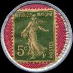 Timbre-monnaie Crédit Lyonnais type 5 - 5 centimes vert sur fond rose - revers
