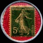 Timbre-monnaie Crédit Lyonnais type 5 - 5 centimes vert sur fond rouge - revers