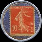 Timbre-monnaie Crédit Lyonnais type 1 - 10 centimes rouge sur fond bleu - revers