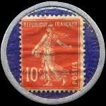 Timbre-monnaie Crédit Lyonnais type 2 - 10 centimes rouge sur fond bleu - revers