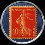 Timbre-monnaie Crédit Lyonnais type 3 - 10 centimes rouge sur fond bleu - revers