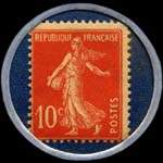 Timbre-monnaie Crédit Lyonnais type 3a - 10 centimes rouge sur fond bleu - revers