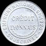 Timbre-monnaie Crédit Lyonnais type 5 - 10 centimes rouge sur fond bleu - avers
