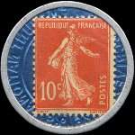 Timbre-monnaie Crédit Lyonnais type 7 - 10 centimes rouge sur fond bleu - revers