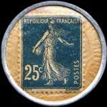Timbre-monnaie Crédit Lyonnais type 1 - 25 centimes bleu sur fond blanc - revers