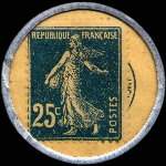 Timbre-monnaie Crédit Lyonnais type 3 - 25 centimes bleu sur fond blanc avec cercle bleu - revers
