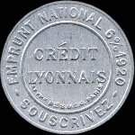 Timbre-monnaie Crédit Lyonnais type 3 - 25 centimes bleu sur fond blanc - avers