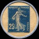 Timbre-monnaie Crédit Lyonnais type 3 - 25 centimes bleu sur fond blanc - revers