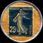 Timbre-monnaie Crédit Lyonnais type 5 - 25 centimes bleu sur fond doré - revers