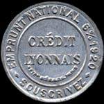 Timbre-monnaie Crédit Lyonnais type 7a - 25 centimes bleu sur fond blanc - avers