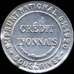 Timbre-monnaie Crédit Lyonnais type 8a - 25 centimes bleu sur fond blanc - avers