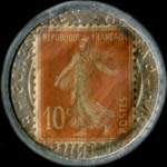 Timbre-monnaie Crédit Lyonnais type 1 - 10 centimes rouge sur fond doré - revers