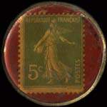 Timbre-monnaie Cr�dit Moderne N�mes - Union Economique - 5 centimes vert sur fond rouge - revers
