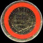Timbre-monnaie Crédit de l'Ouest - Société Anonyme au capital de 50.000.000 - Siège social Angers - 10 centimes rouge sur fond doré - avers
