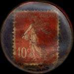 Timbre-monnaie Cresca les meilleures conserves - Bordeaux - 10 centimes rouge sur fond bleu-noir verg� - revers