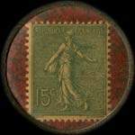 Timbre-monnaie Cresca les meilleures conserves - Bordeaux - 15 centimes vert lign� sur fond rouge - revers